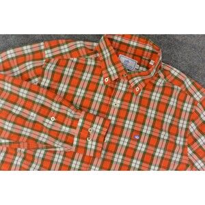 Southern Tide Shirt Mens Small Classic Fit Orange Green Plaid